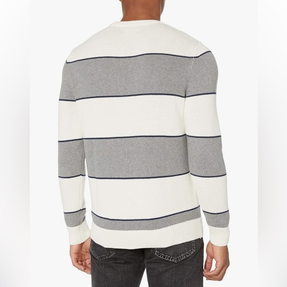 CHAPS Mens Classic Fit Cotton Striped‎ Crewneck Pullover Sweater Size Medium - Picture 2 of 10